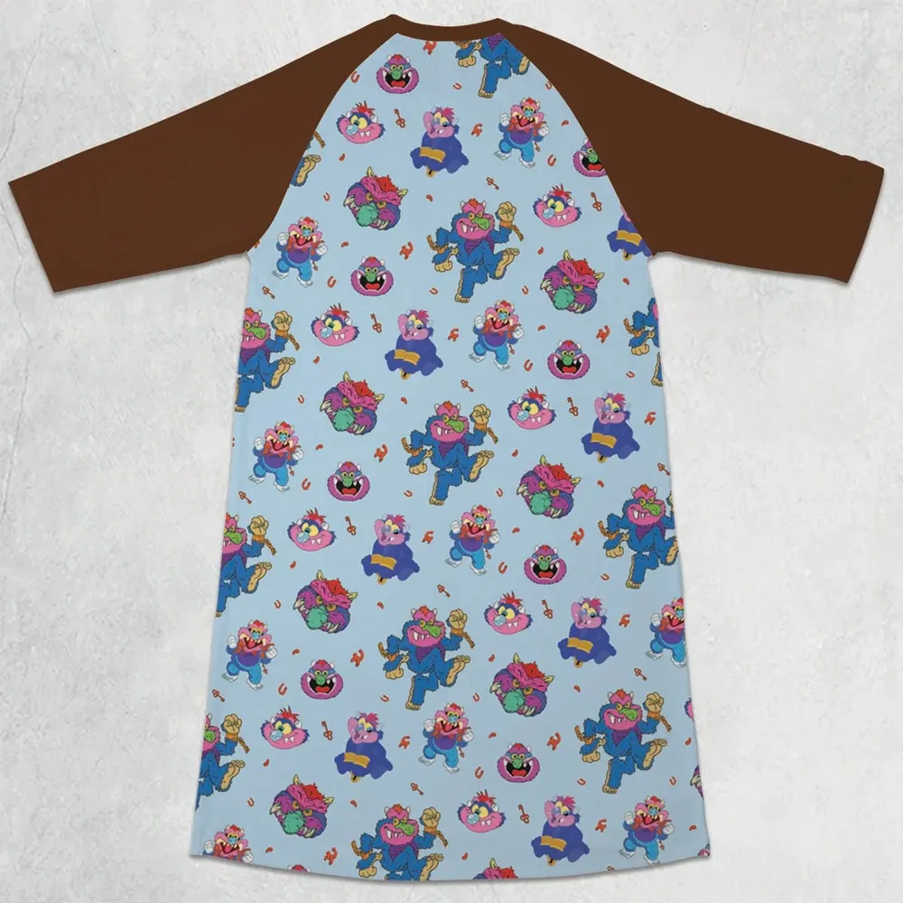 Blue Monster My Pet Monster 3/4 Sleeve Raglan Dress - 2