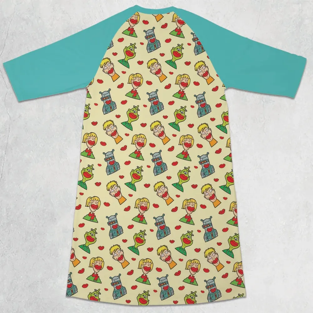 Wack-O-Wax Wax Lips 3/4 Sleeve Raglan Dress - 2