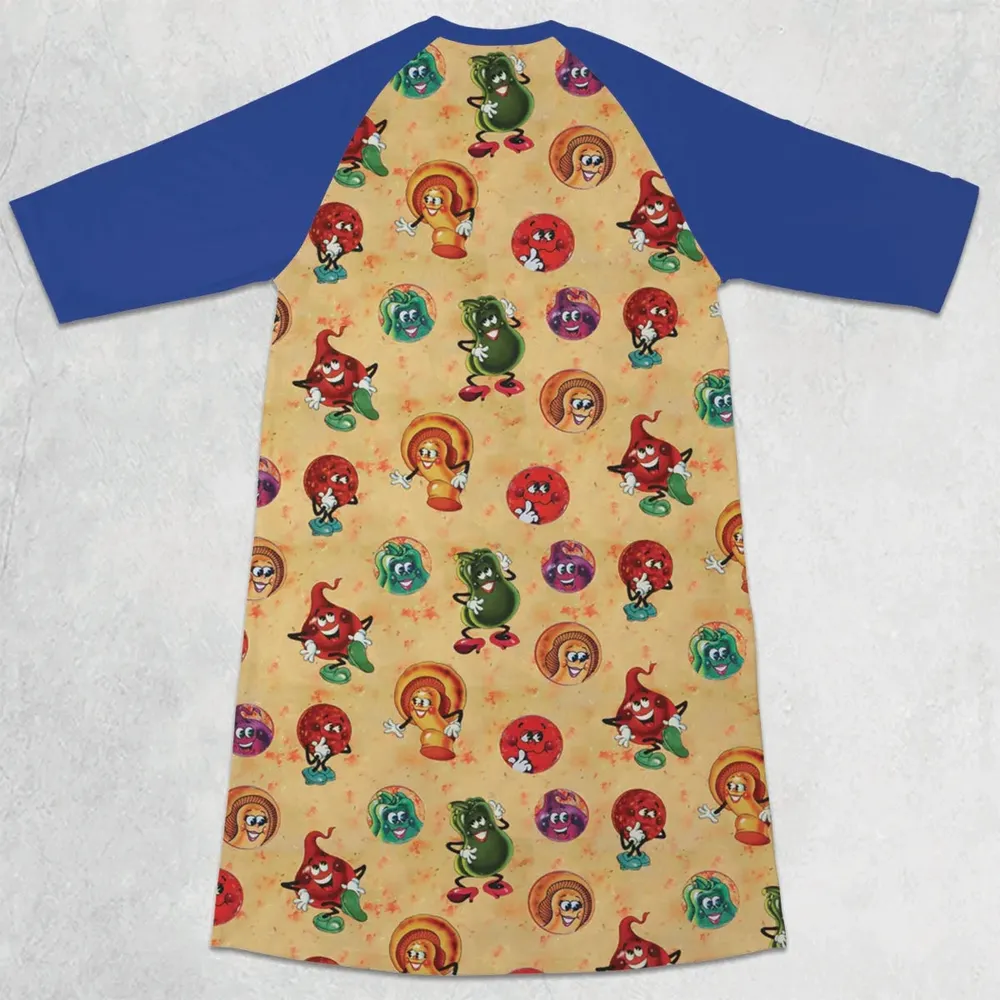 Old Board Game Pizza Party 3/4 Sleeve Raglan Dress - 2