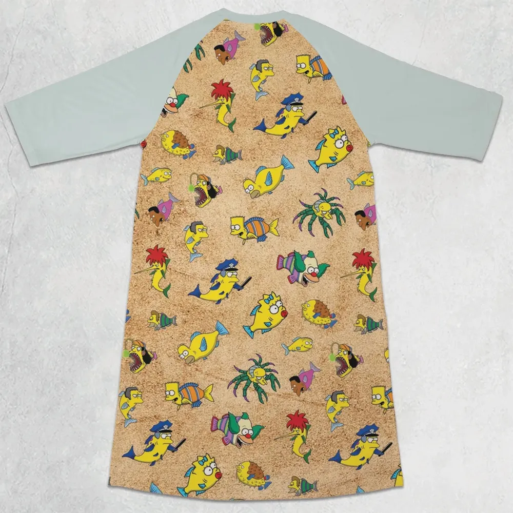 Shrimpsons The Simpsons 3/4 Sleeve Raglan Dress - 2