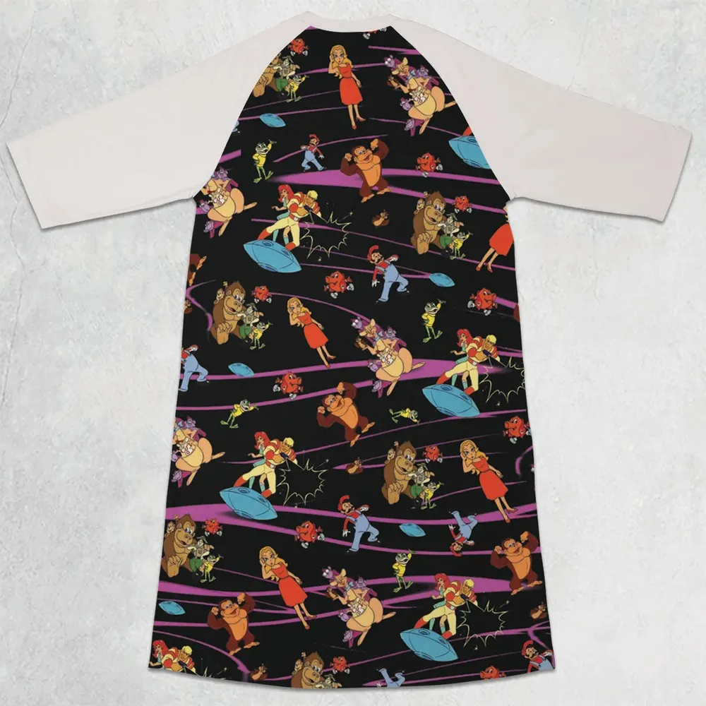 Saturday Supercade Characters 3/4 Sleeve Raglan Dress - 2