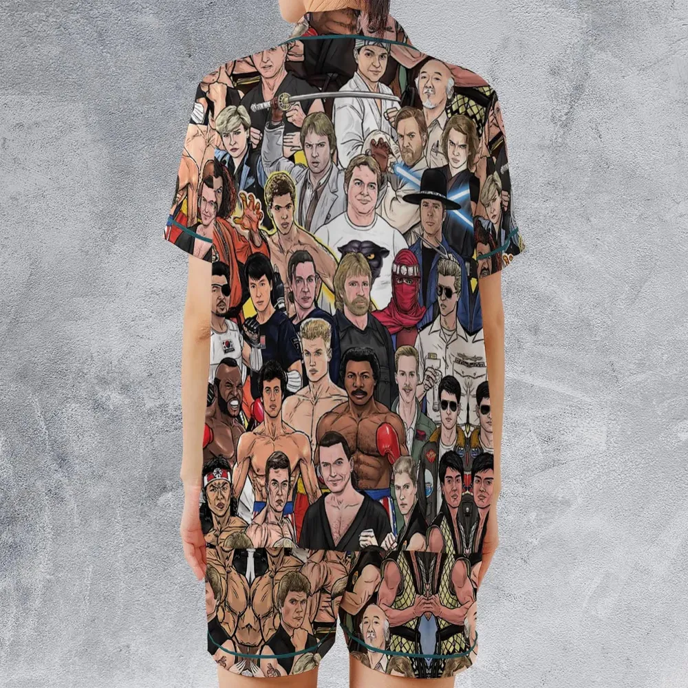 Martial Arts Stars Satin Short-Sleeve Pajamas Set - 2