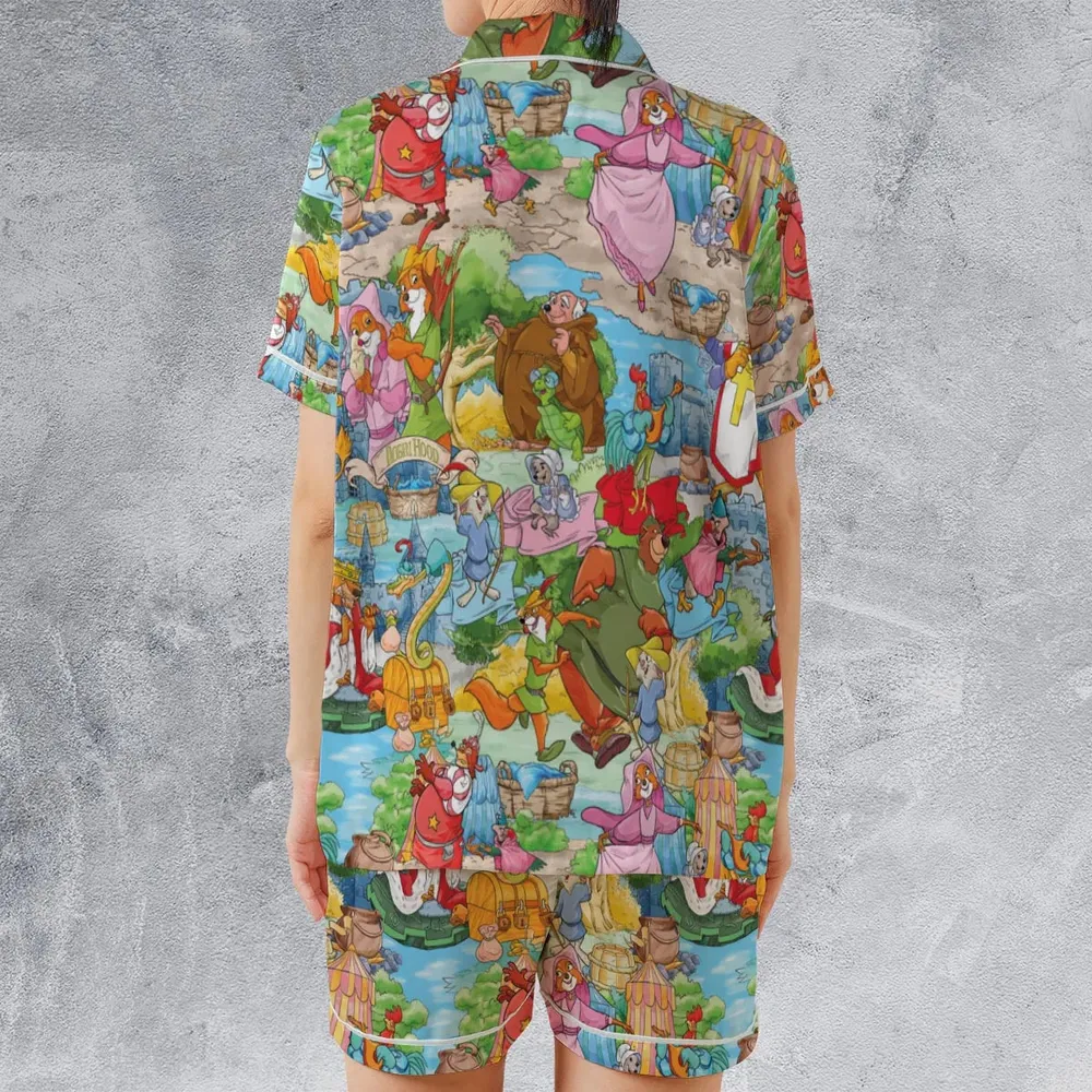 Archer Wood Plaid Robin Hood Satin Short-Sleeve Pajamas Set - 2