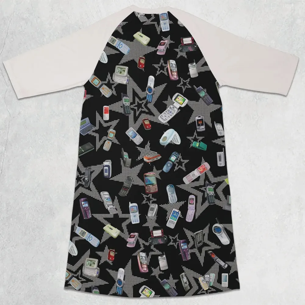 Retro Futurism 3/4 Sleeve Raglan Dress - 2