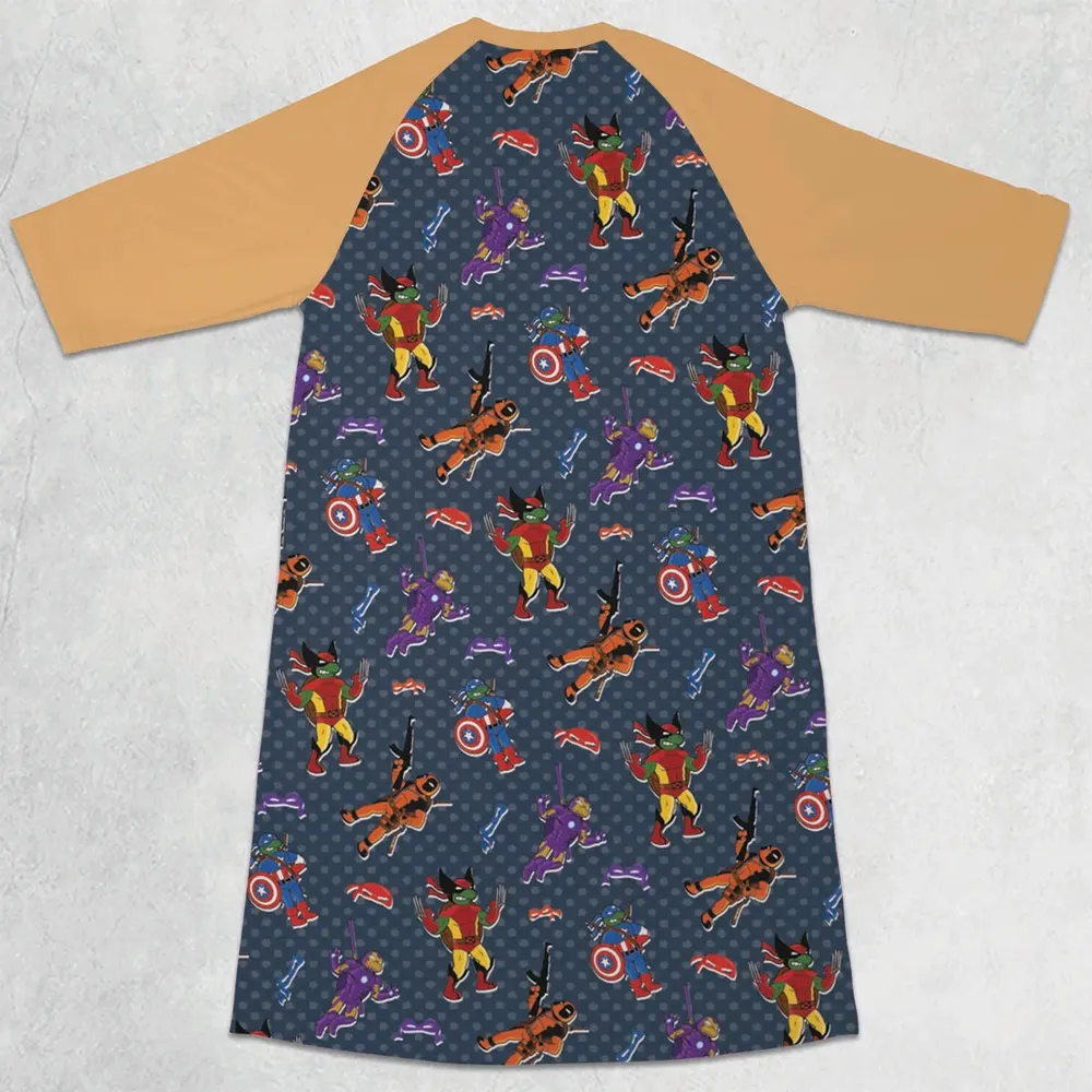 Super Turtles TMNT 3/4 Sleeve Raglan Dress - 2