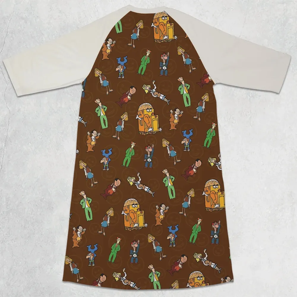 Grins and Smiles And Giggles And Laugh 3/4 Sleeve Raglan Dress - 2