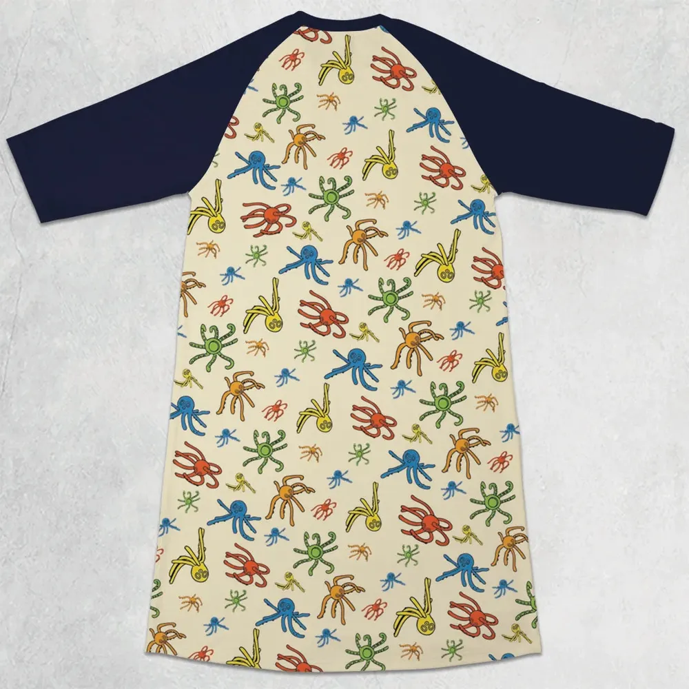 Walks Creeps Tumbles Wacky Wallwalkers 3/4 Sleeve Raglan Dress - 2