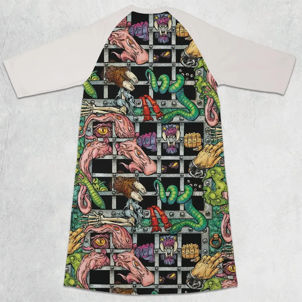 Castle Grayskull Dungeon He-man And The Masters Of The Universe 3/4 Sleeve Raglan Dress - 2