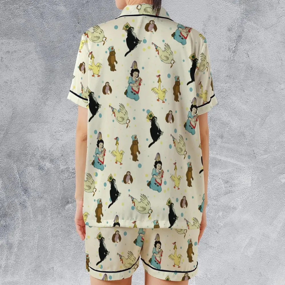 The Curious Cub and His Forest Friends Little Bear Satin Short-Sleeve Pajamas Set - 2