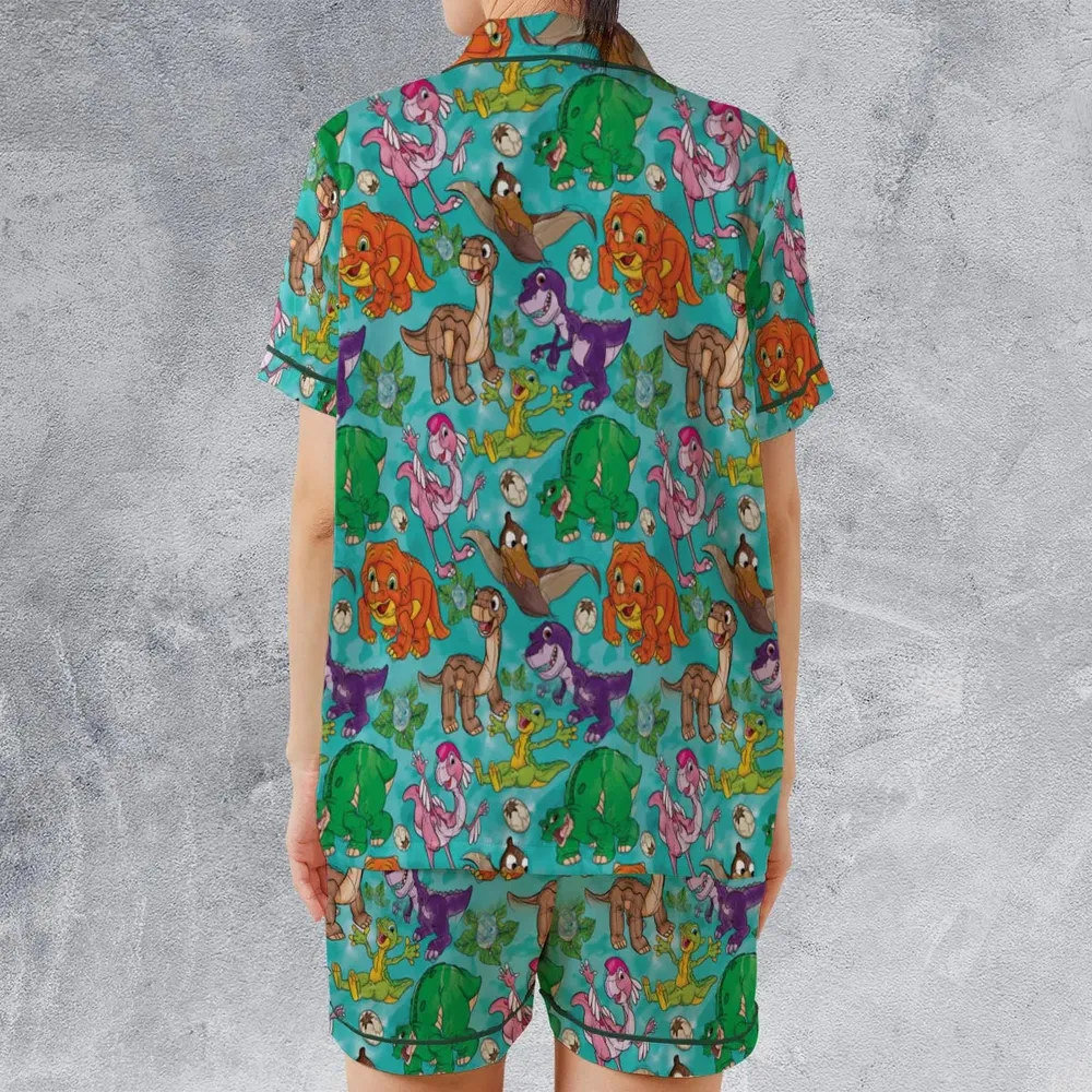 Squad Goals The Land Before Time Satin Short-Sleeve Pajamas Set - 2