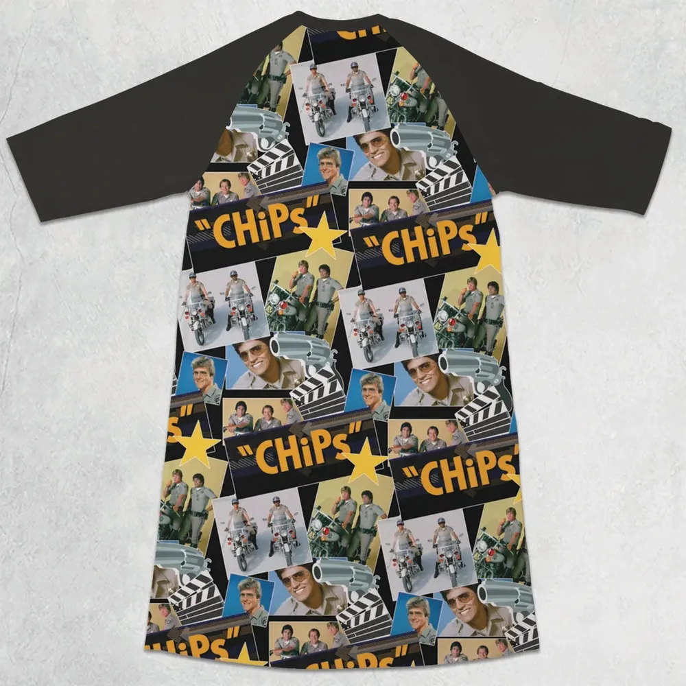 70s Flashback Chips 3/4 Sleeve Raglan Dress - 2