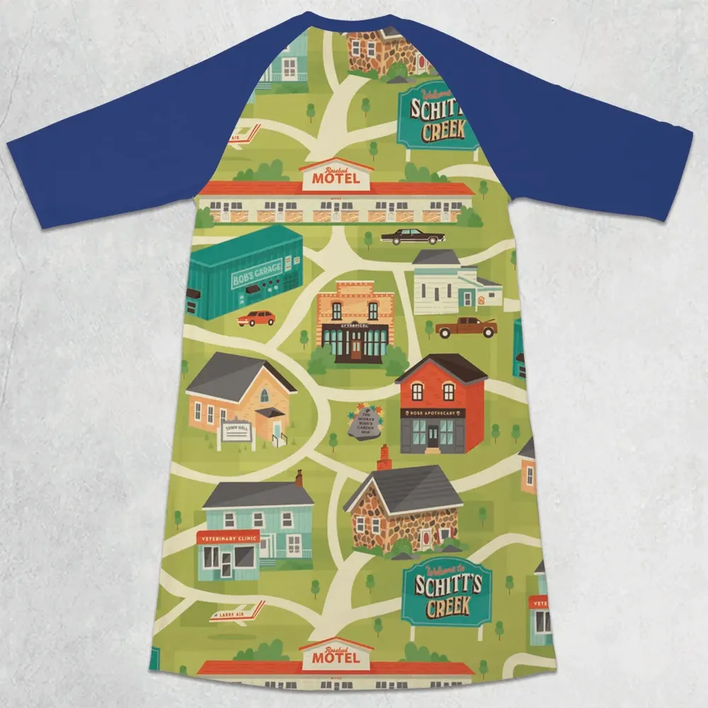Schitt's Creek Town Map 3/4 Sleeve Raglan Dress - 2