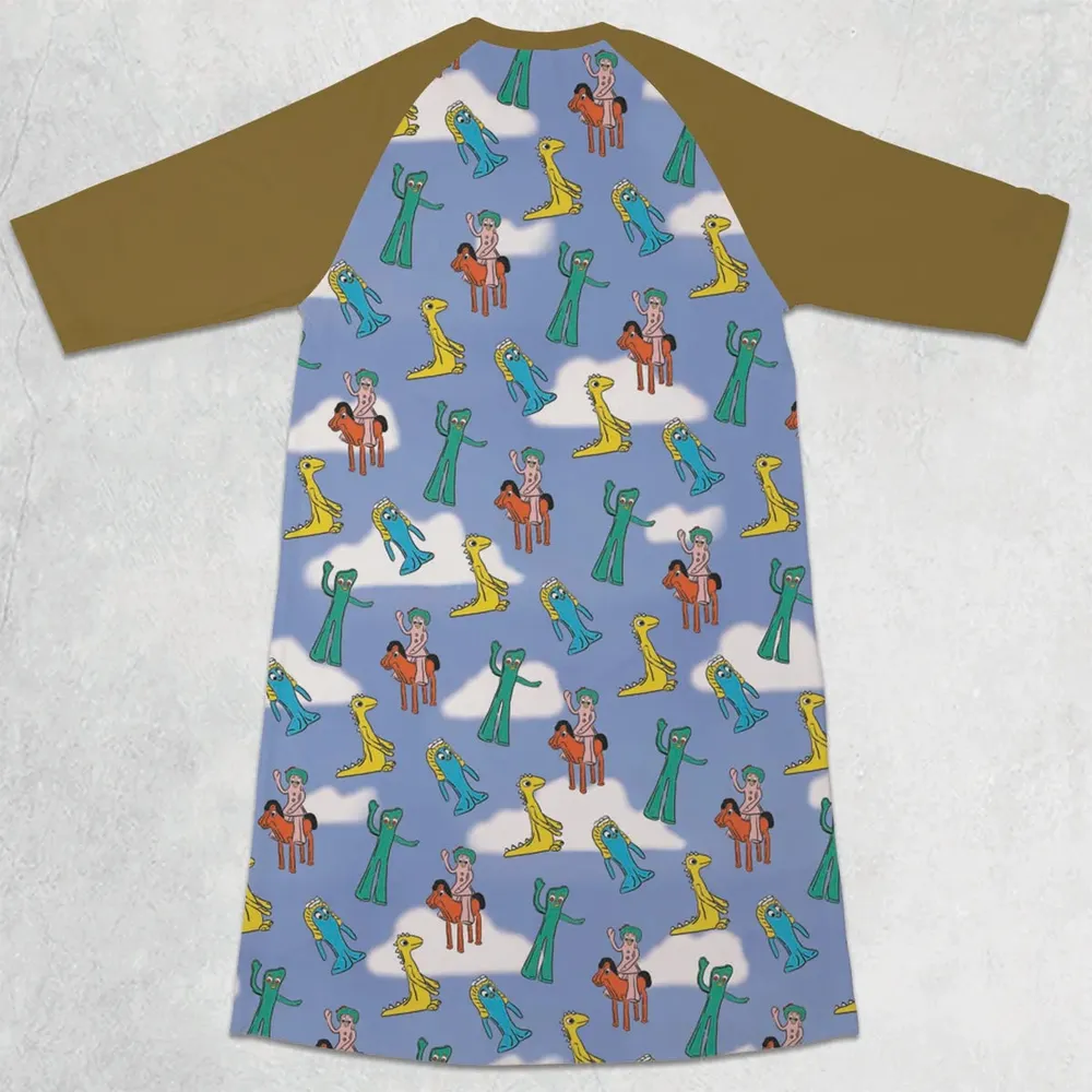 Gumby Characters 3/4 Sleeve Raglan Dress - 2