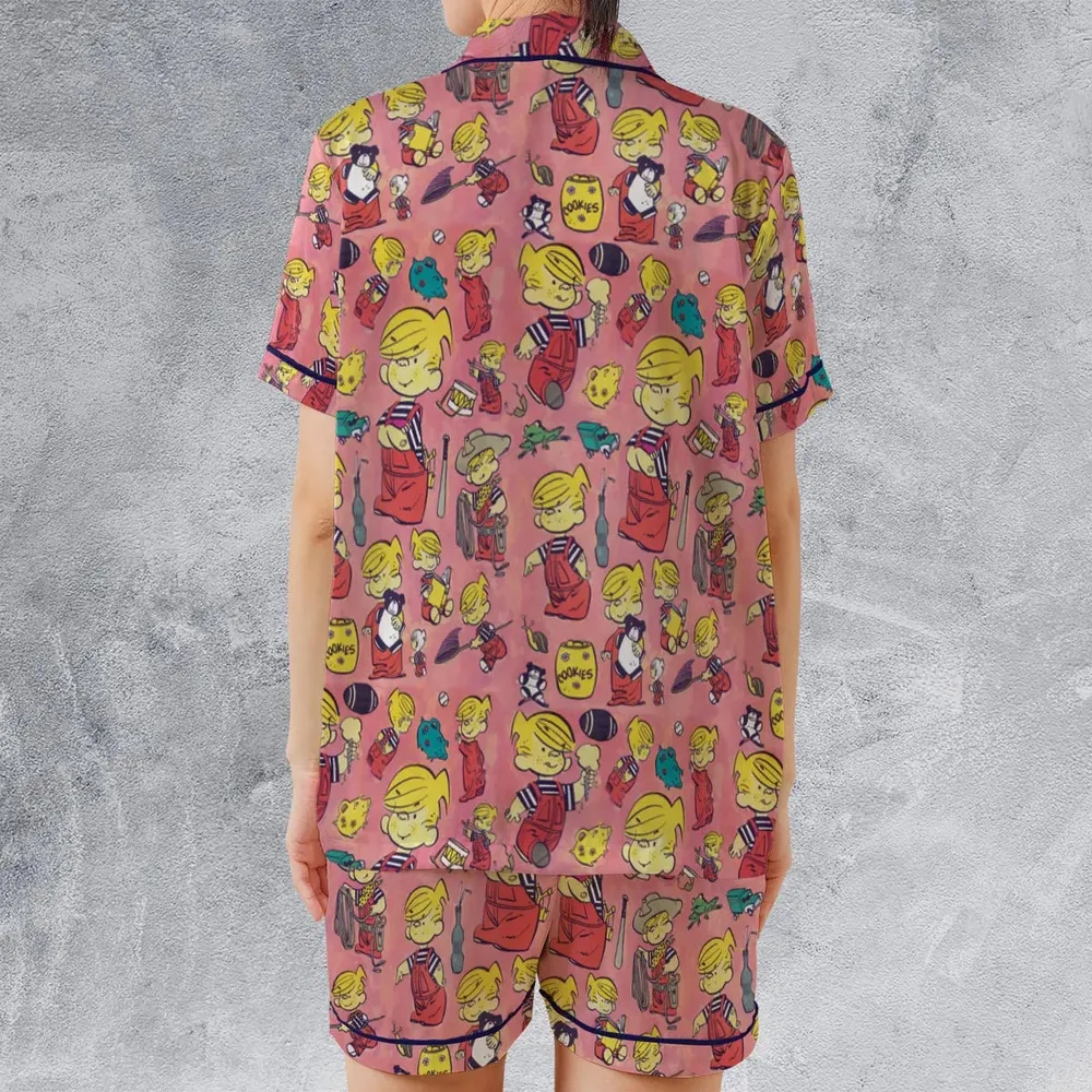 Just Pretend I'm Listening Dennis The Menace Satin Short-Sleeve Pajamas Set - 2