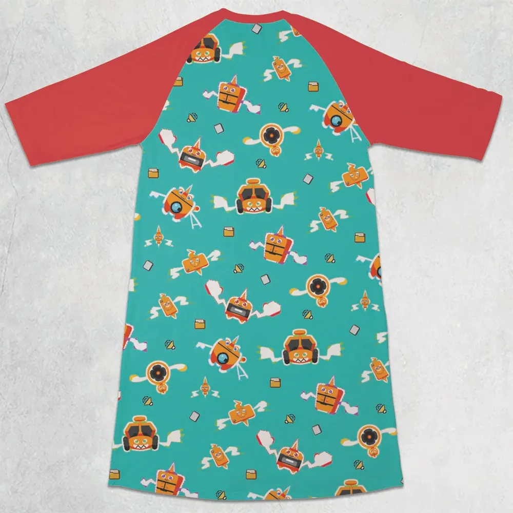 Pixel Rotom Electric Pokemon 3/4 Sleeve Raglan Dress - 2