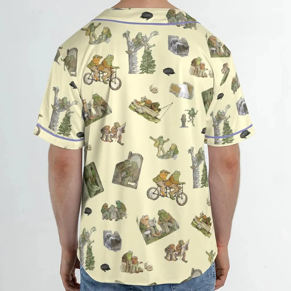 Frog and Toad Pattern Unisex Baseball Jersey - 2