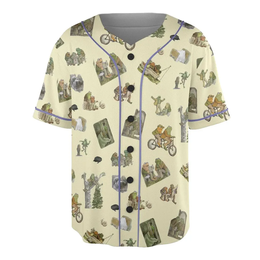 Frog and Toad Pattern Unisex Baseball Jersey - 3