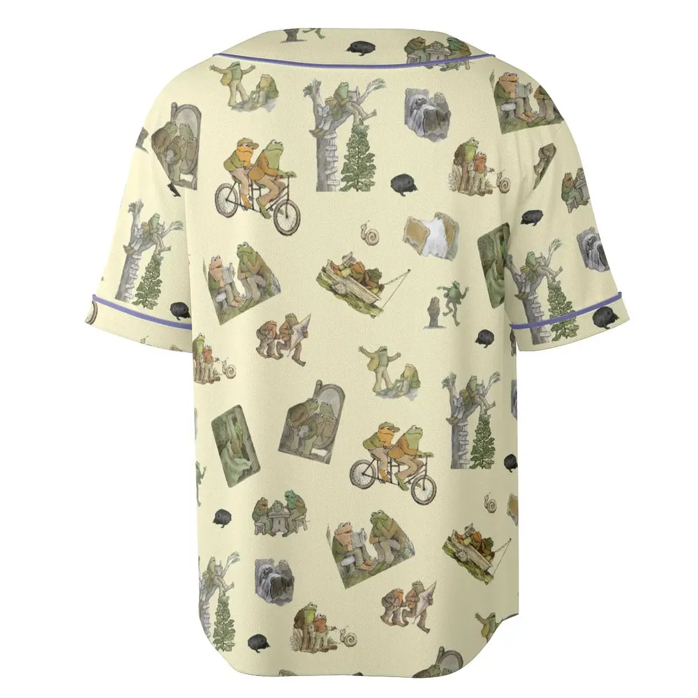 Frog and Toad Pattern Unisex Baseball Jersey - 4