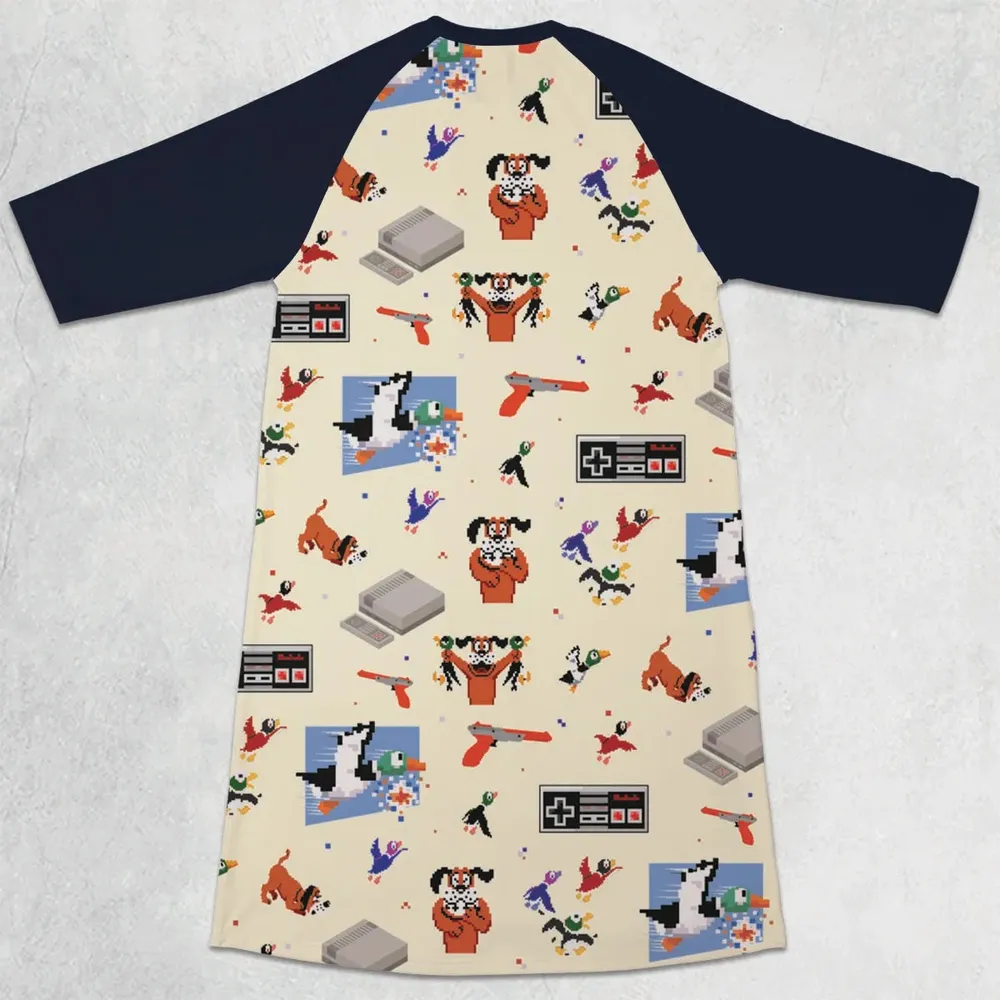 Retro Video Game Duck Hunt 3/4 Sleeve Raglan Dress - 2