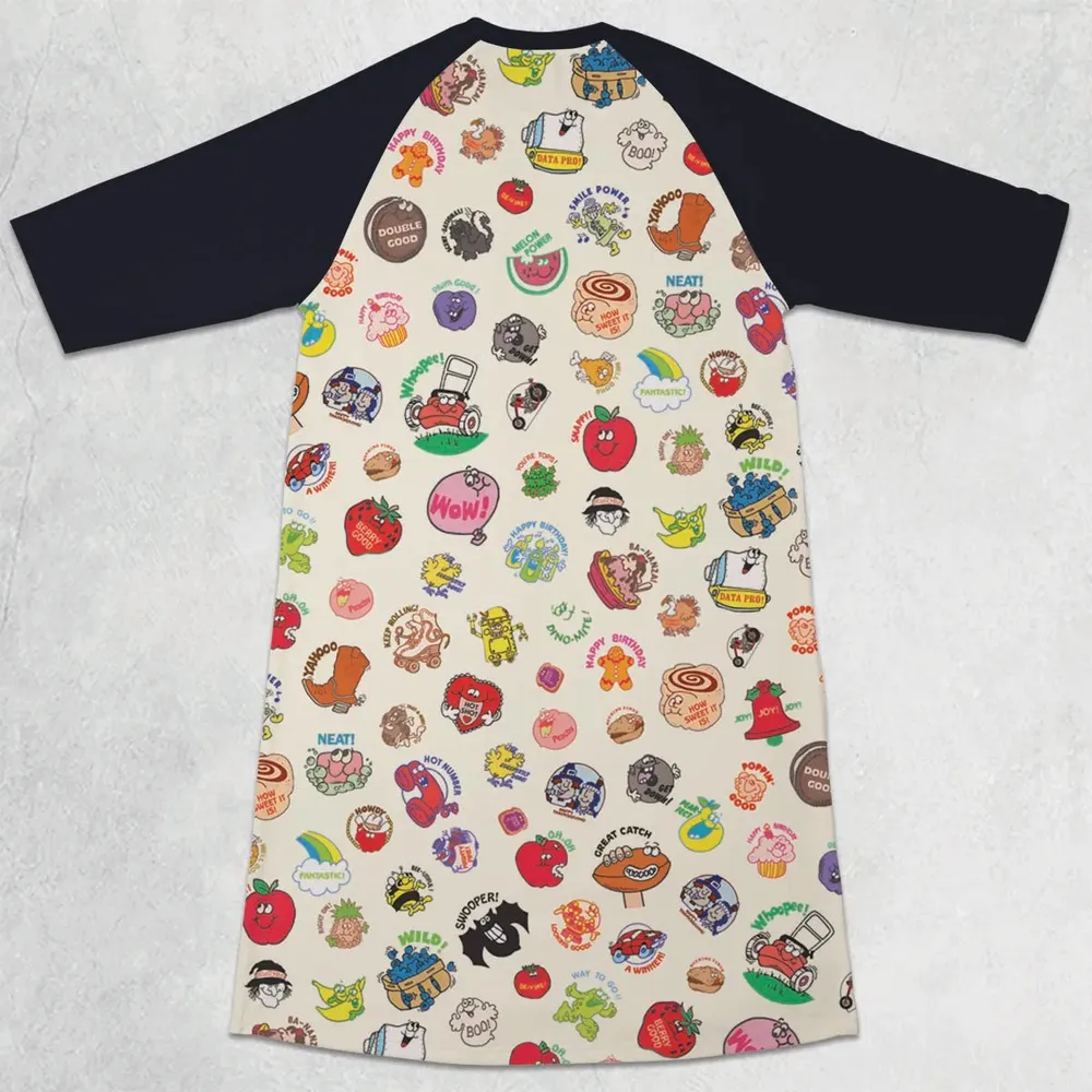 Vintage Trend Matte Scratch & Sniff 3/4 Sleeve Raglan Dress - 2