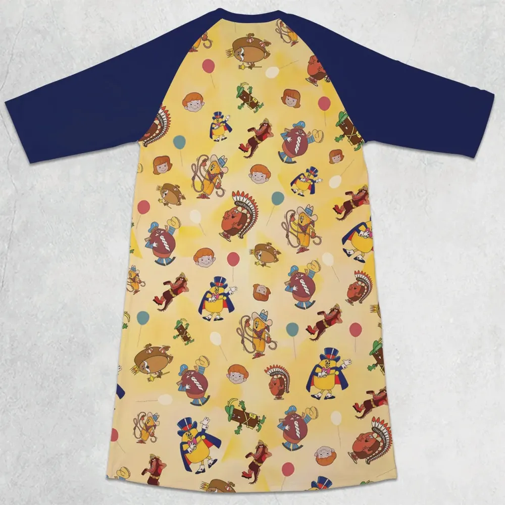 Hostess Gang Mascot Characters 3/4 Sleeve Raglan Dress - 2