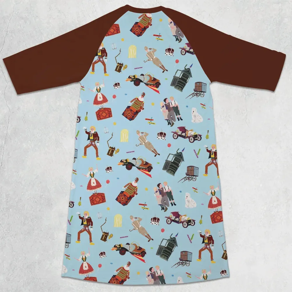 Chitty Chitty Bang Bang Patterns 3/4 Sleeve Raglan Dress - 2