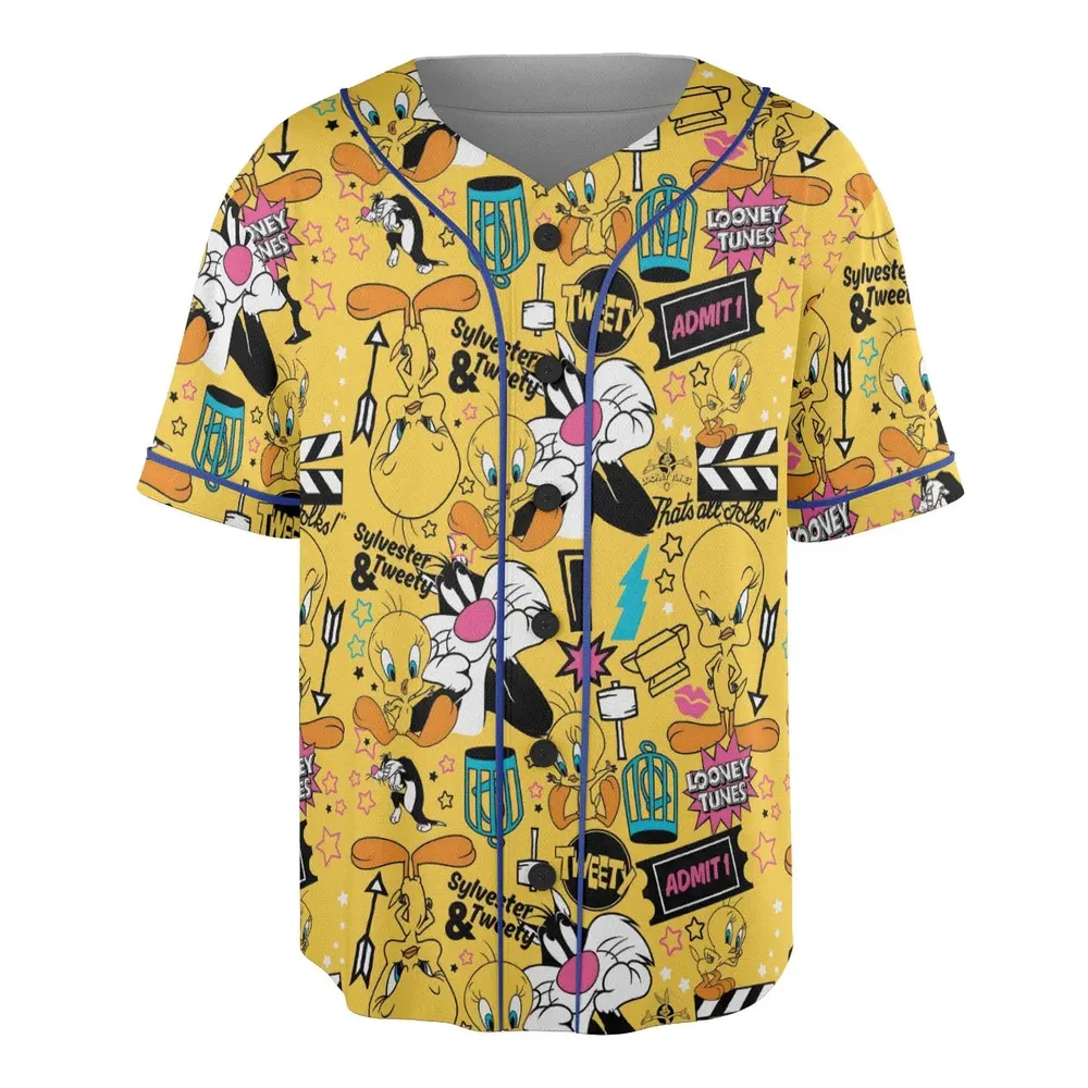 Cartoon Drip Looney Tunes Unisex Baseball Jersey - 3