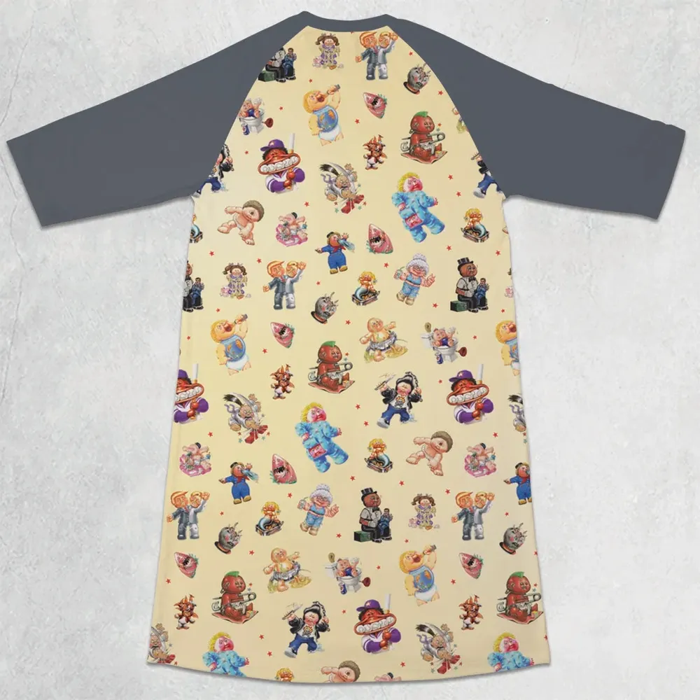 90s Garbage Pail Kids 3/4 Sleeve Raglan Dress - 2