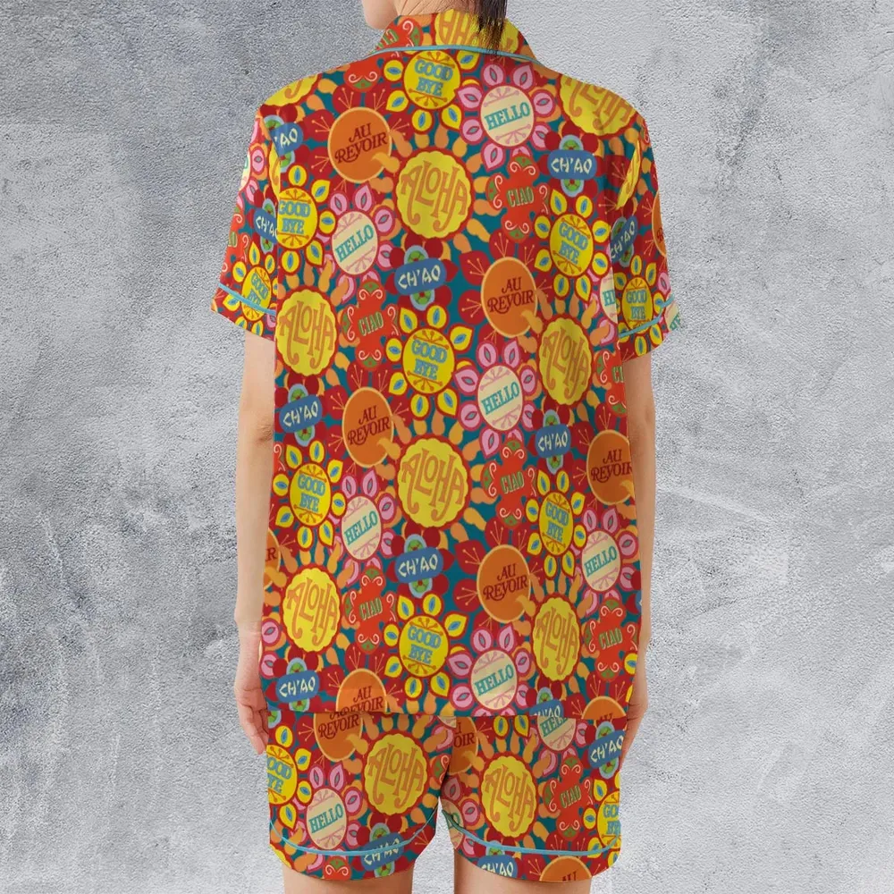 It's a Small World Flowers Satin Short-Sleeve Pajamas Set - 2