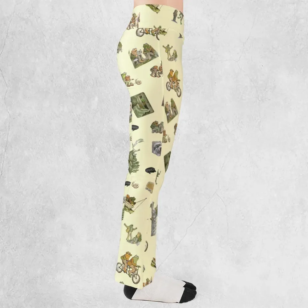Frog and Toad Pattern Flare Leggings - 2