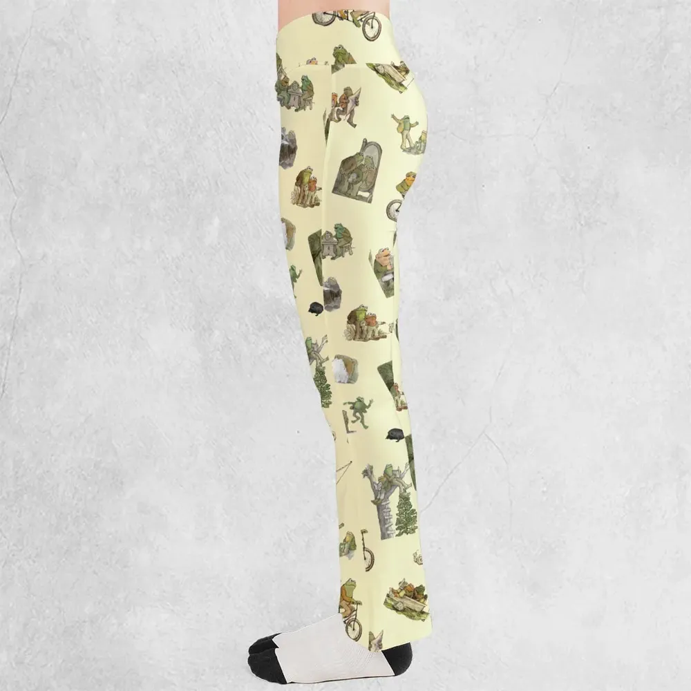 Frog and Toad Pattern Flare Leggings - 3