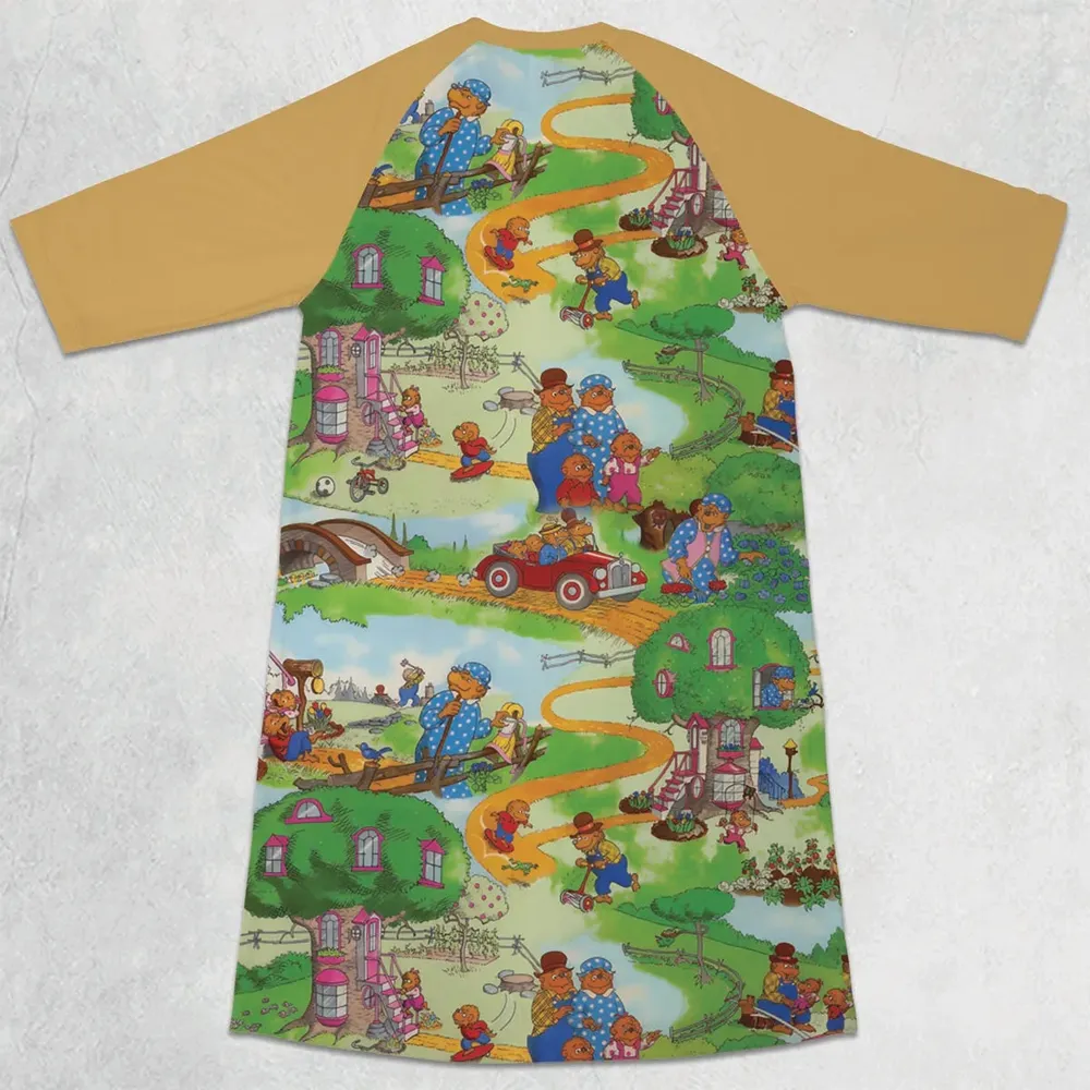 A Big Treehouse Berenstain Bears 3/4 Sleeve Raglan Dress - 2