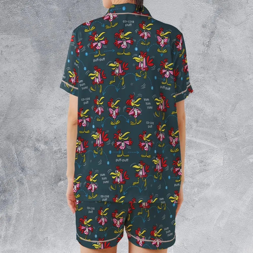Do The Cuckoo Bird Stomp Satin Short-Sleeve Pajamas Set - 2