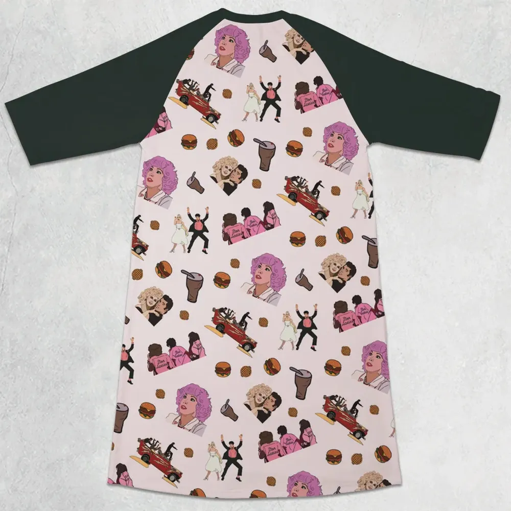 Summer Nights Grease 3/4 Sleeve Raglan Dress - 2