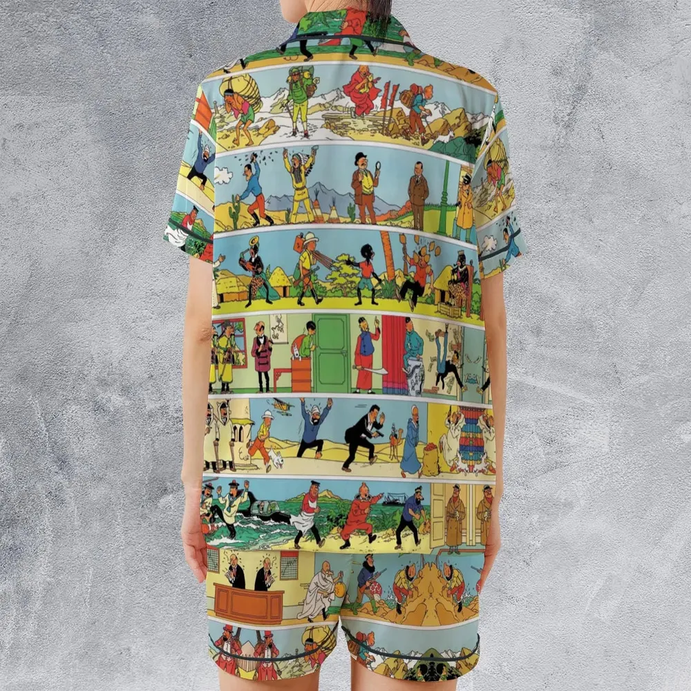The Story Of Tintin Satin Short-Sleeve Pajamas Set - 2