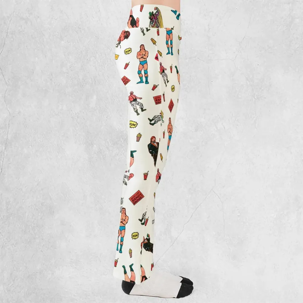 Wrestling Superstars Hulk Hogan Macho Man Logos Flare Leggings - 2