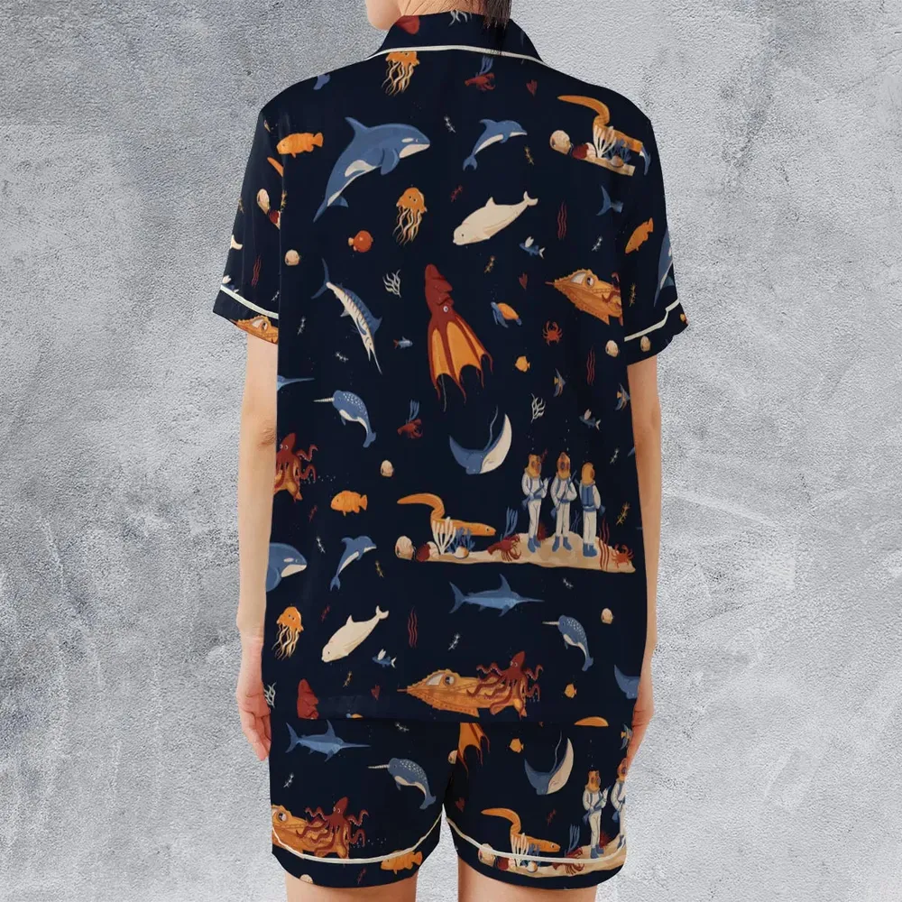 Around The Word Under The Sea Satin Short-Sleeve Pajamas Set - 2