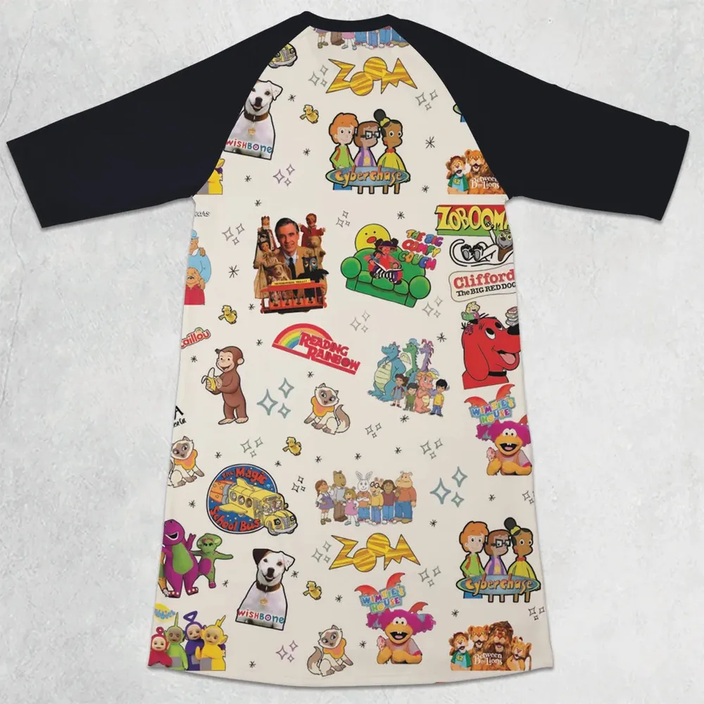 If You Were A PBS Kid 3/4 Sleeve Raglan Dress - 2