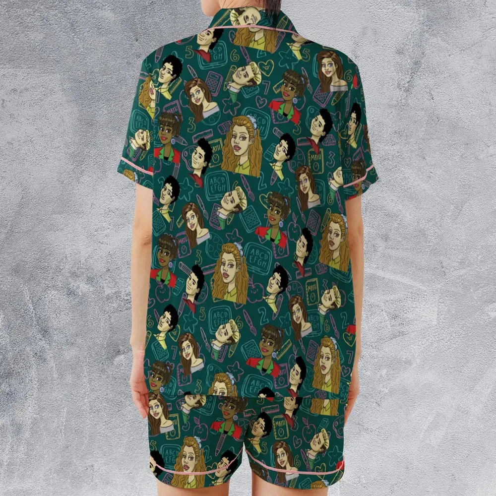 Class of 93' Saved By The Bell Satin Short-Sleeve Pajamas Set - 2
