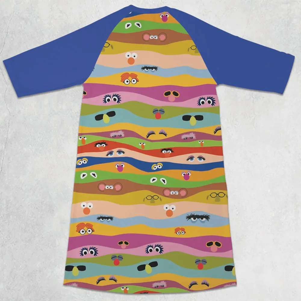 Eyes On Us The Muppet Show 3/4 Sleeve Raglan Dress - 2
