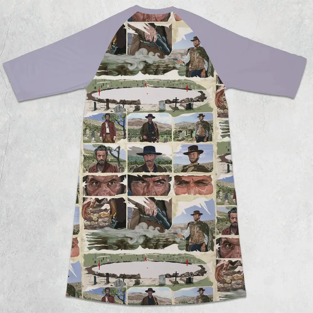 The Man With No Name The Good The Bad and The Ugly 3/4 Sleeve Raglan Dress - 2