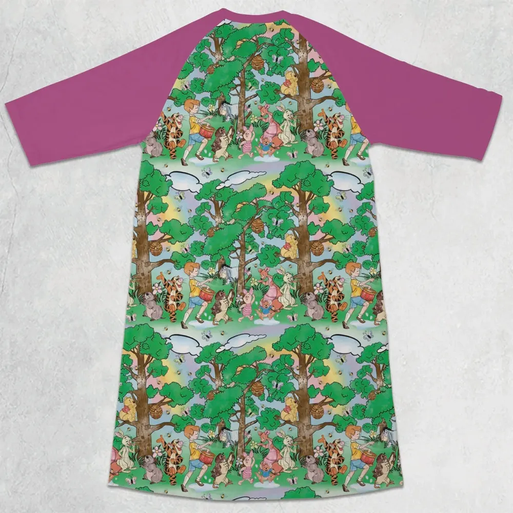 Bear and Friends Winnie the Pooh 3/4 Sleeve Raglan Dress - 2