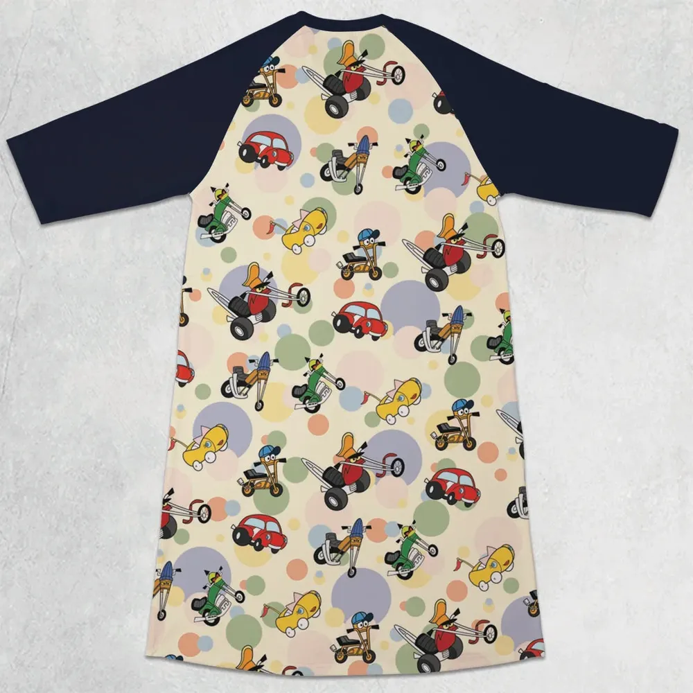 Wheelie and the Chopper Bunch 3/4 Sleeve Raglan Dress - 2