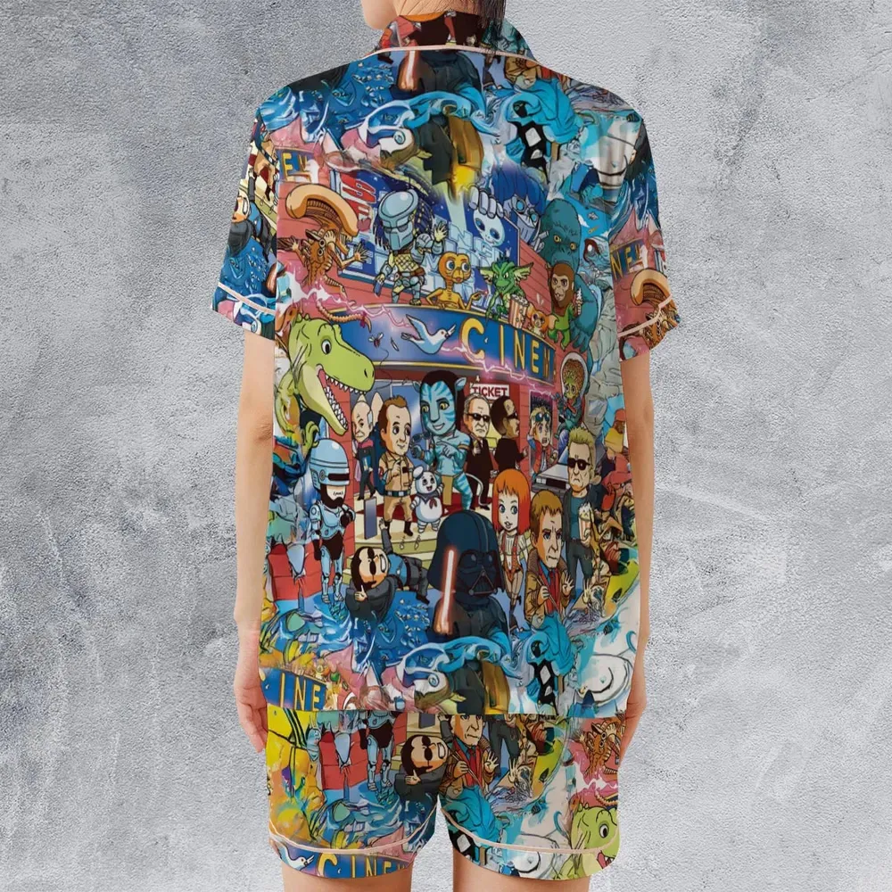 A Space Odyssey Satin Short-Sleeve Pajamas Set - 2