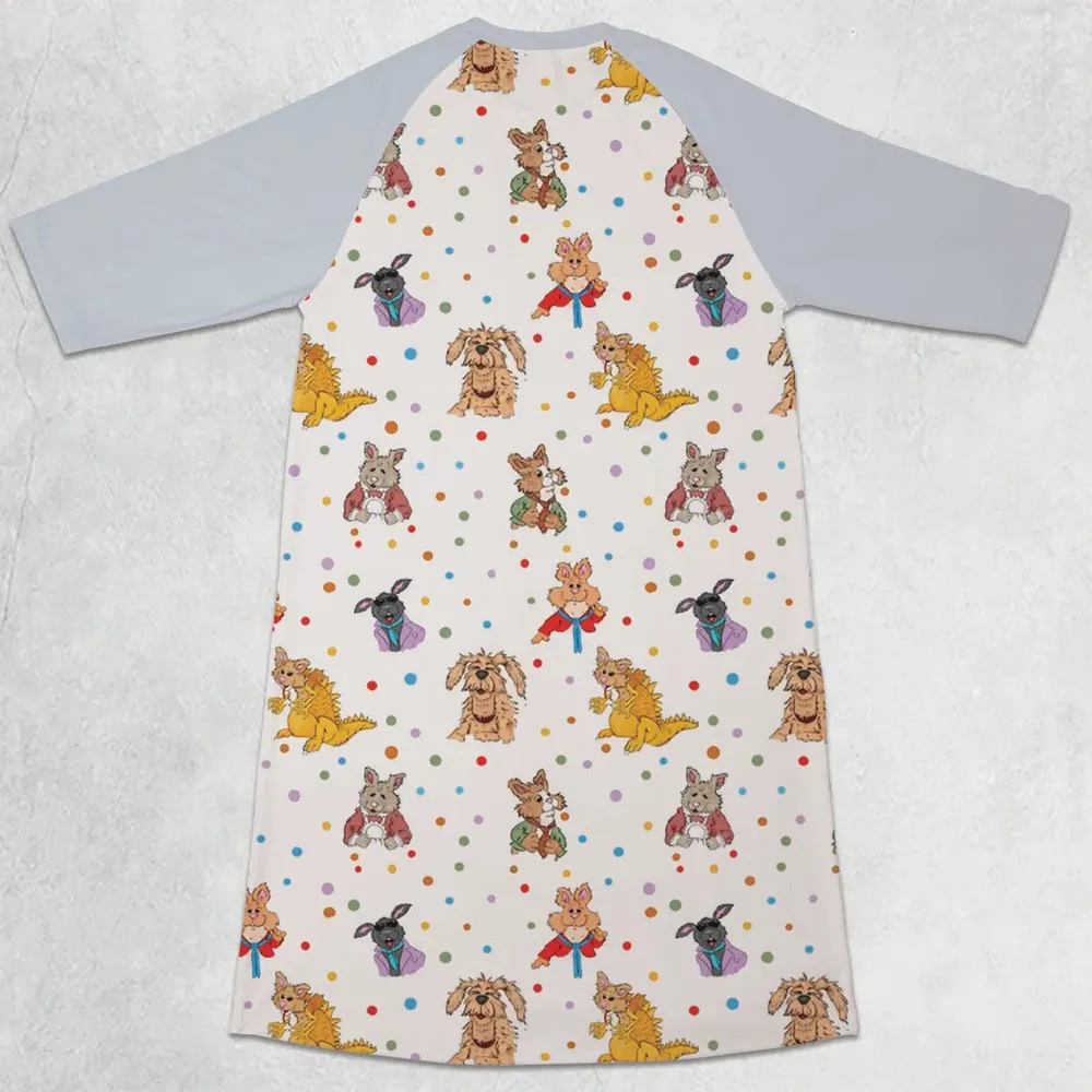 Tale of the Bunny Picnic Characters 3/4 Sleeve Raglan Dress - 2