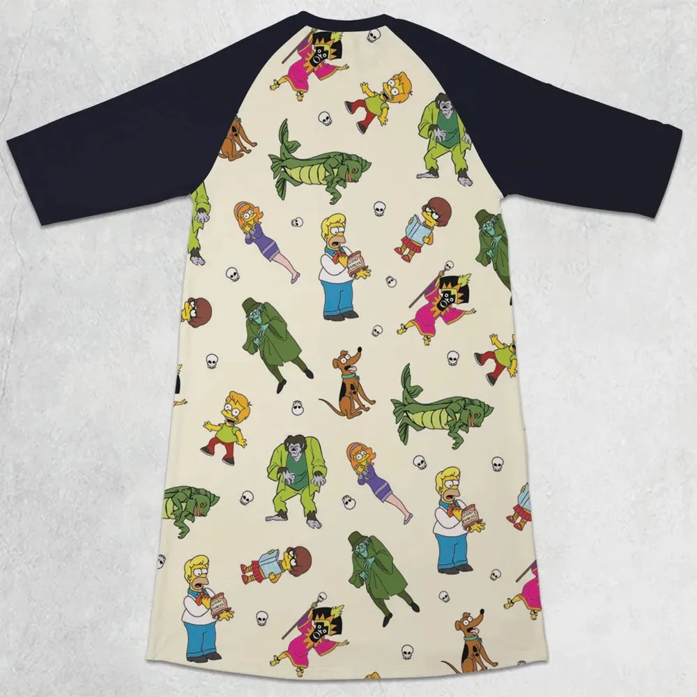 Mystery Simpsons 3/4 Sleeve Raglan Dress - 2