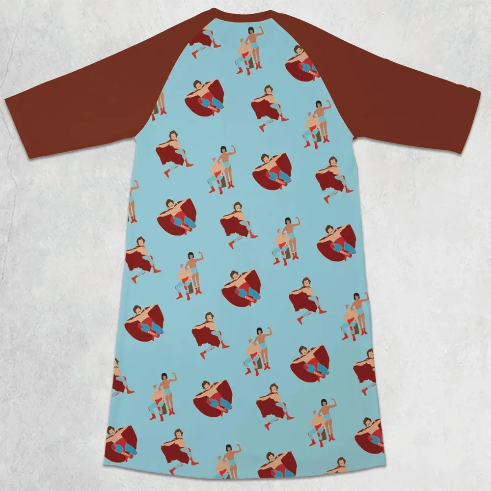 Wrestle Style Nacho Libre 3/4 Sleeve Raglan Dress - 2