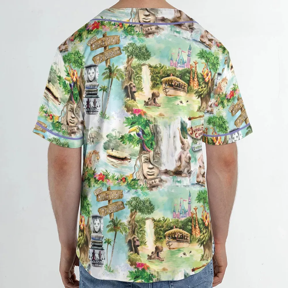 Water Color Jungle Cruise Map Unisex Baseball Jersey - 2