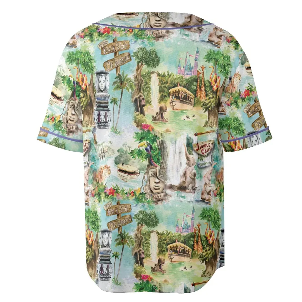 Water Color Jungle Cruise Map Unisex Baseball Jersey - 4
