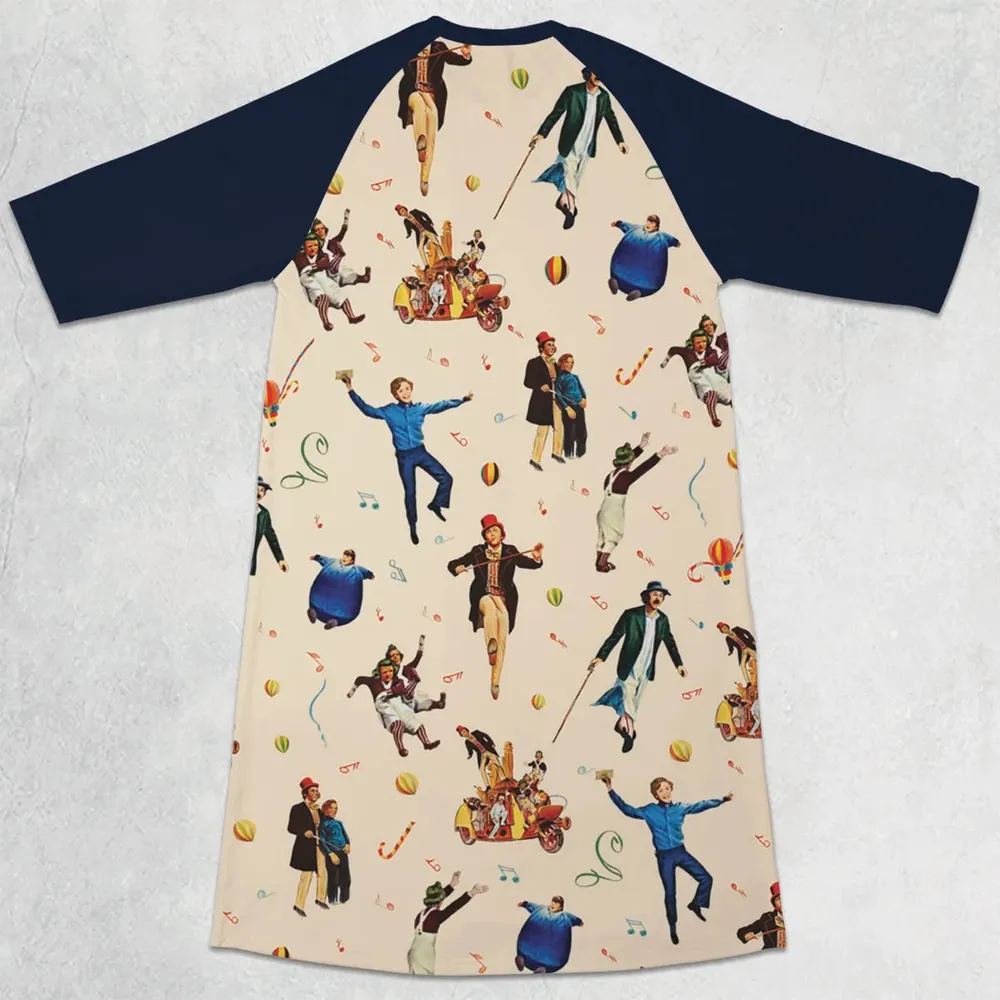 It's Scruumdidiyumptious Willy Wonka And Chocolate Factory 3/4 Sleeve Raglan Dress - 2